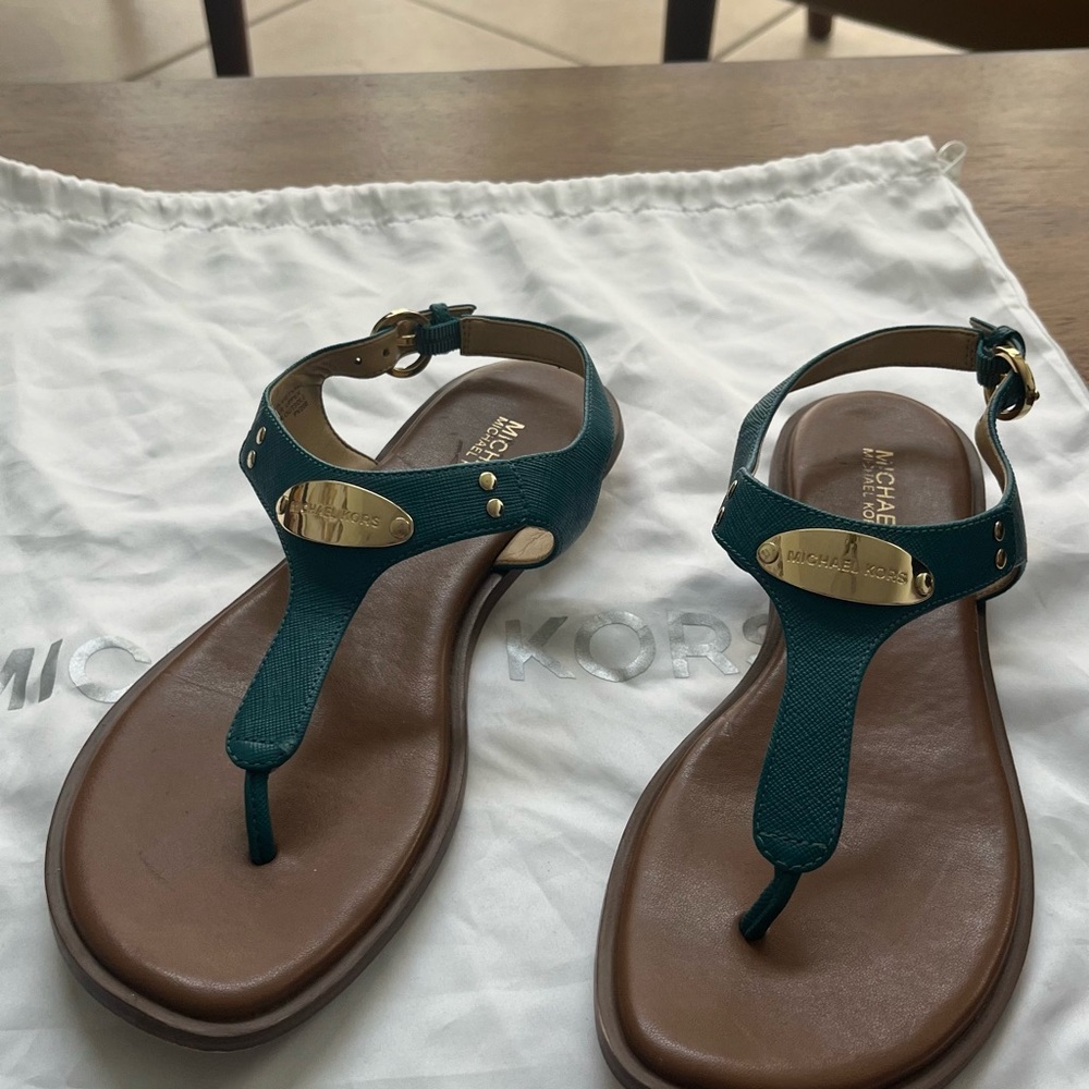 Michael Kors Teal and Gold Sandals